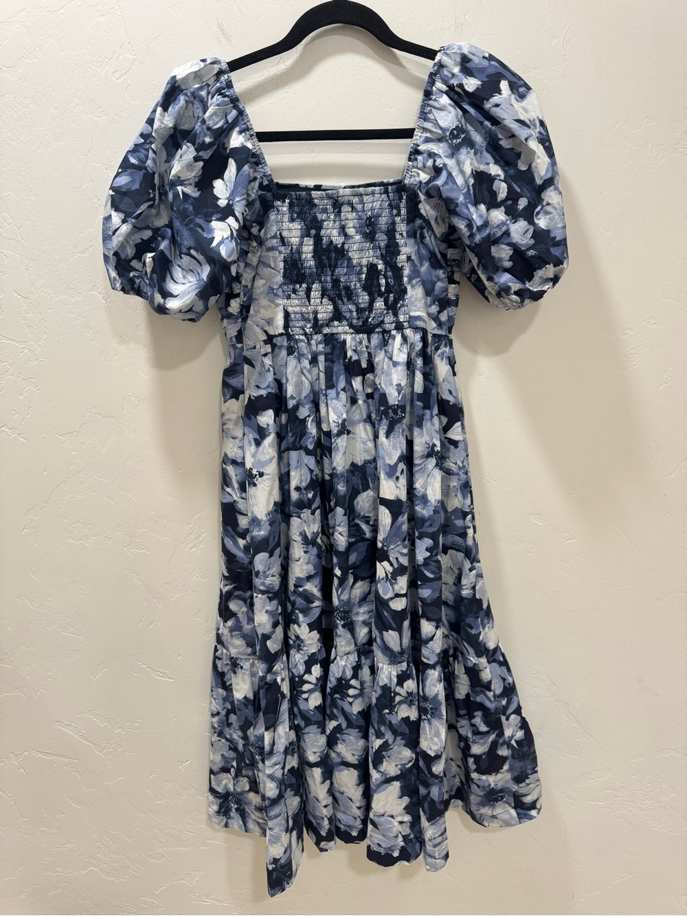 NWT Abercrombie & Fitch Emerson Midi Dress Puff Sleeve Blue Floral XS Petite - Picture 9 of 16